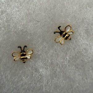 Chic Gold and White Bee Earrings